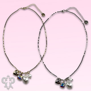 Pearl charm necklace with Austrian crystal