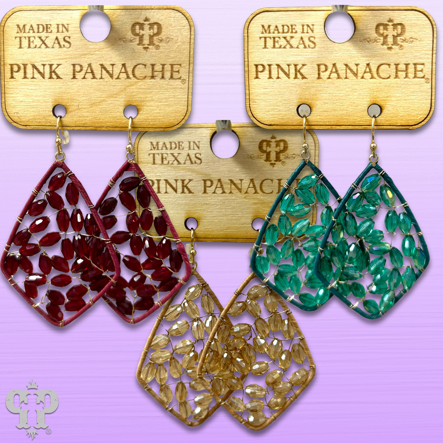 Bicone bead woven diamond teardrop earring, last call