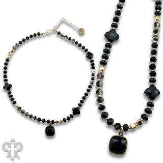 Clover bead necklace with Austrian crystal