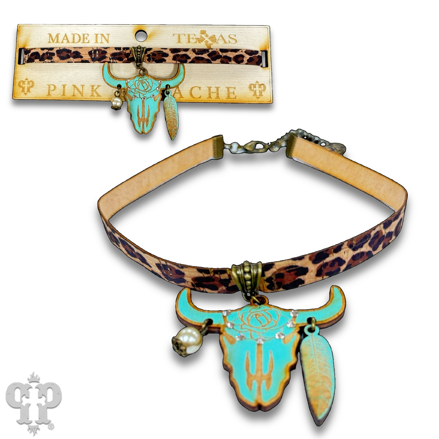 Steer head choker with Austrian crystals