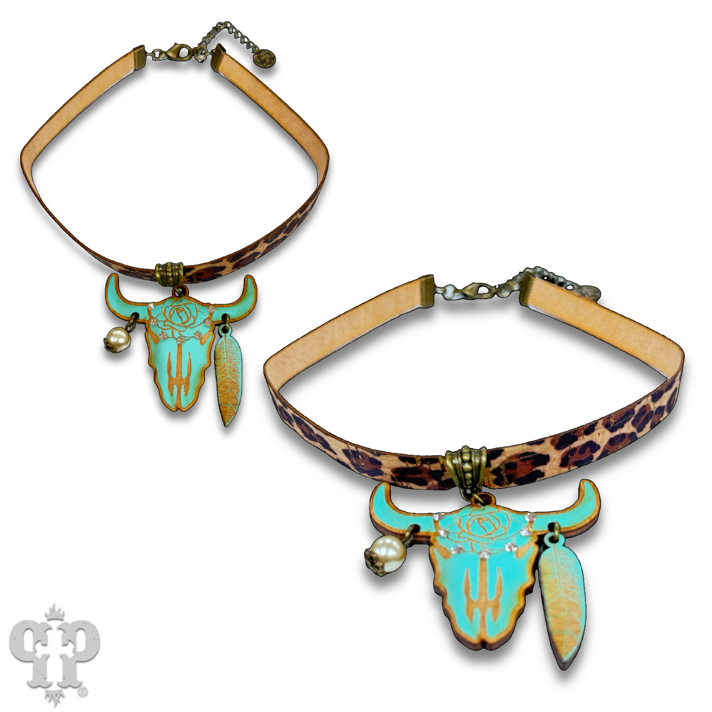 Steer head choker with Austrian crystals