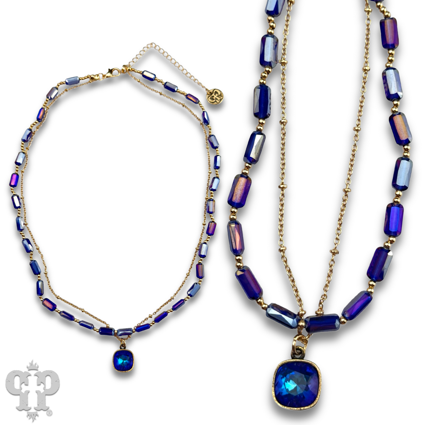 Rectangle bead necklace with Austrian crystal