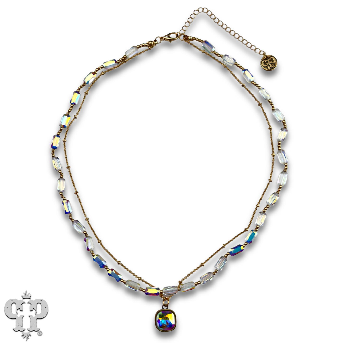 Rectangle bead necklace with Austrian crystal