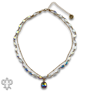 Rectangle bead necklace with Austrian crystal