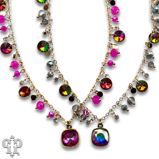Rhinestone drops necklace with Austrian crystals