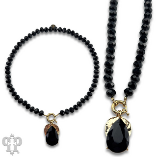 Large rhinestone teardrop necklace
