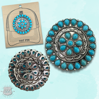 Western stone flower hat pin