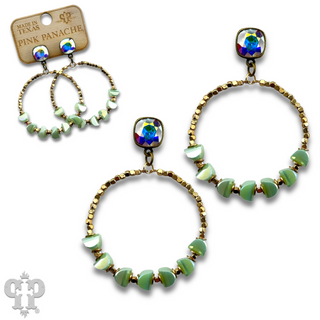 Mint green bead circle, Austrian crystal earring