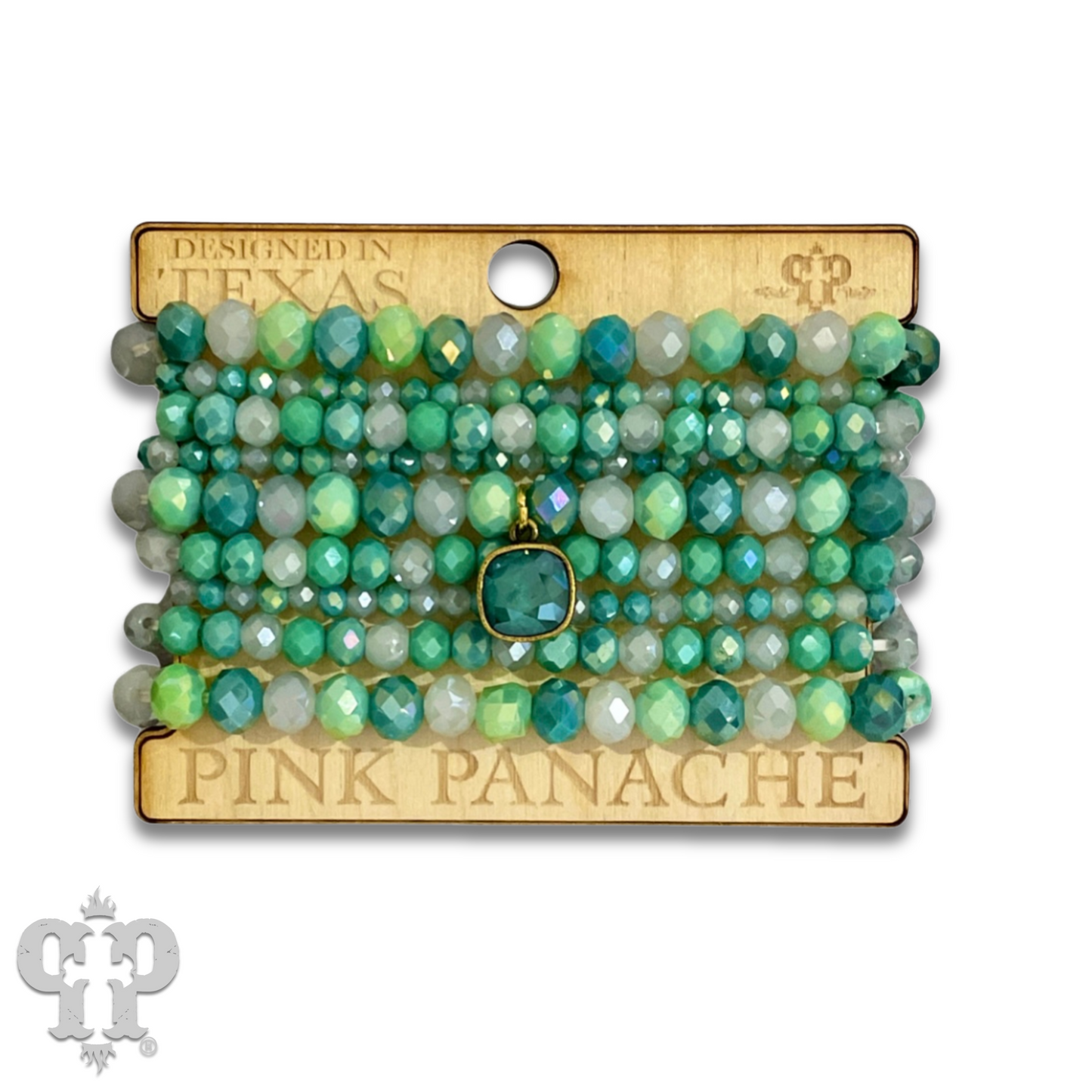Nine strand faceted bead bracelet set with Austrian crystal