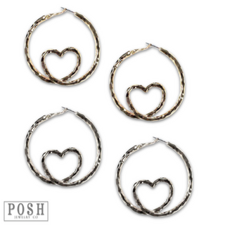 Twisted heart hoop earring