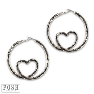 Twisted heart hoop earring