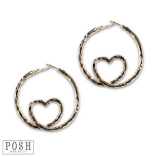 Twisted heart hoop earring