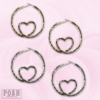 Twisted heart hoop earring