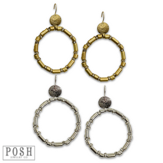 Tube bead and rhinestone earring