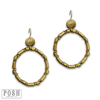 Tube bead and rhinestone earring