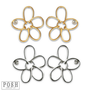 Wire wrapped flower post earring