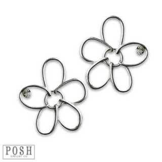 Wire wrapped flower post earring