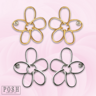 Wire wrapped flower post earring