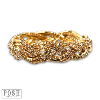Rhinestone braided look bracelet