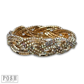 Rhinestone braided look bracelet