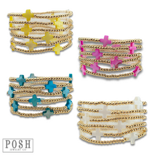 Beads and cross bead stack bracelet