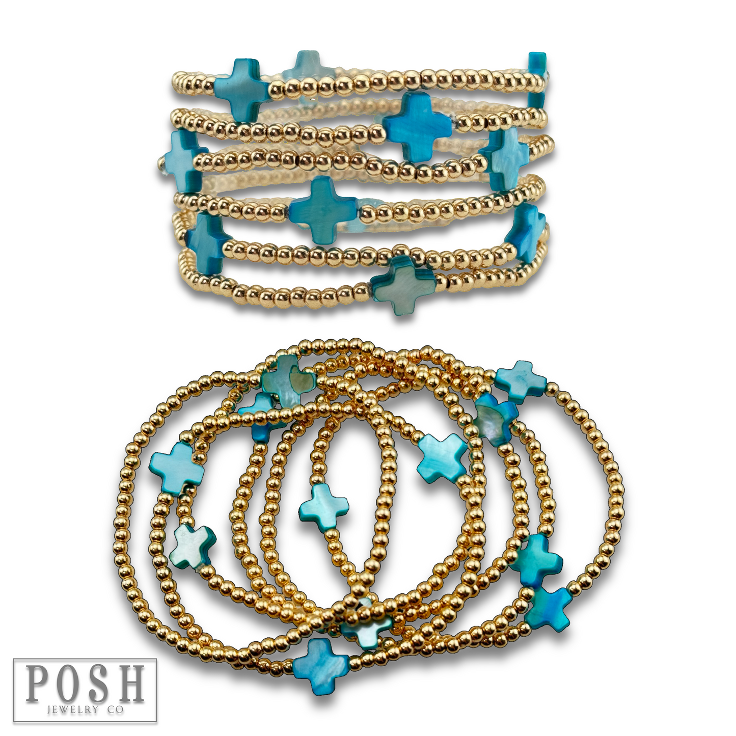 Beads and cross bead stack bracelet