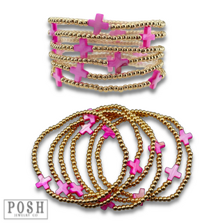 Beads and cross bead stack bracelet