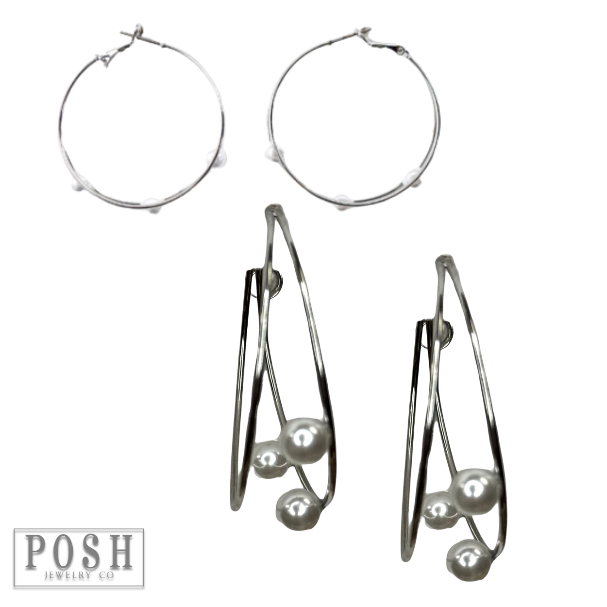 Double hoop and pearl earring, last call