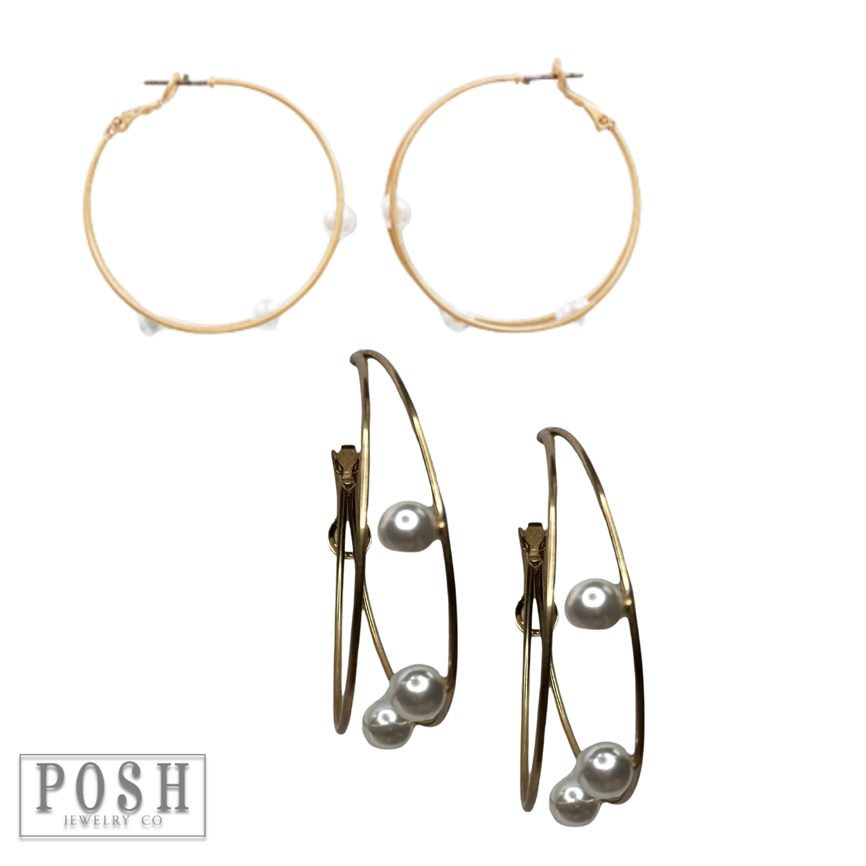 Double hoop and pearl earring, last call