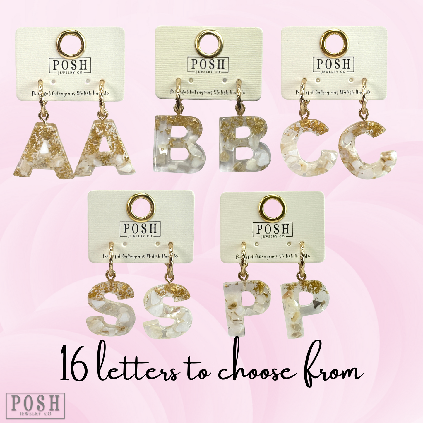 Monogram letter on hoop earring, last call