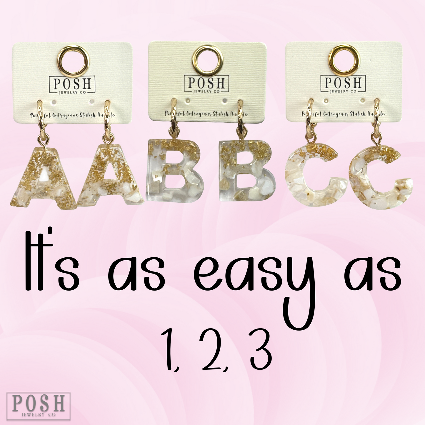 Monogram letter on hoop earring, last call