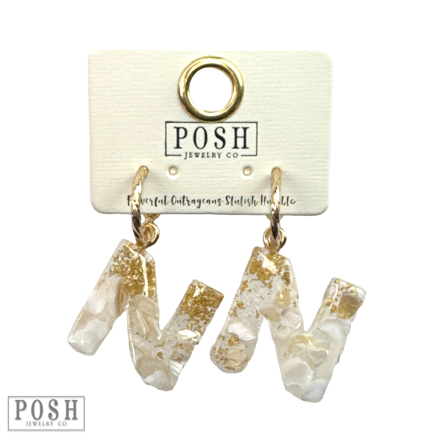 Monogram letter on hoop earring, last call