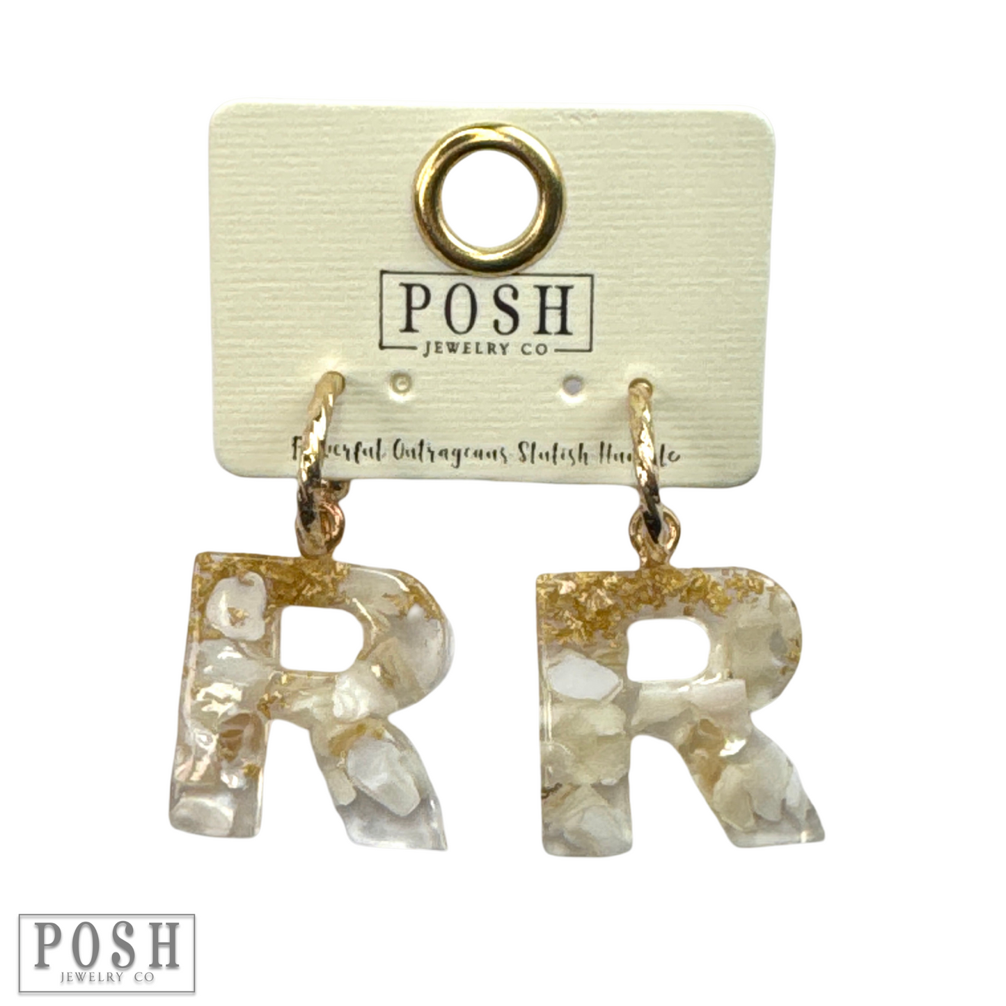 Monogram letter on hoop earring, last call