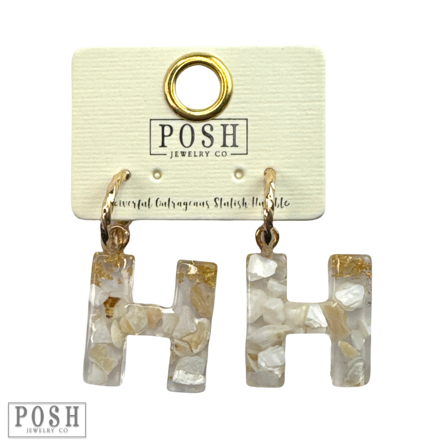 Monogram letter on hoop earring, last call