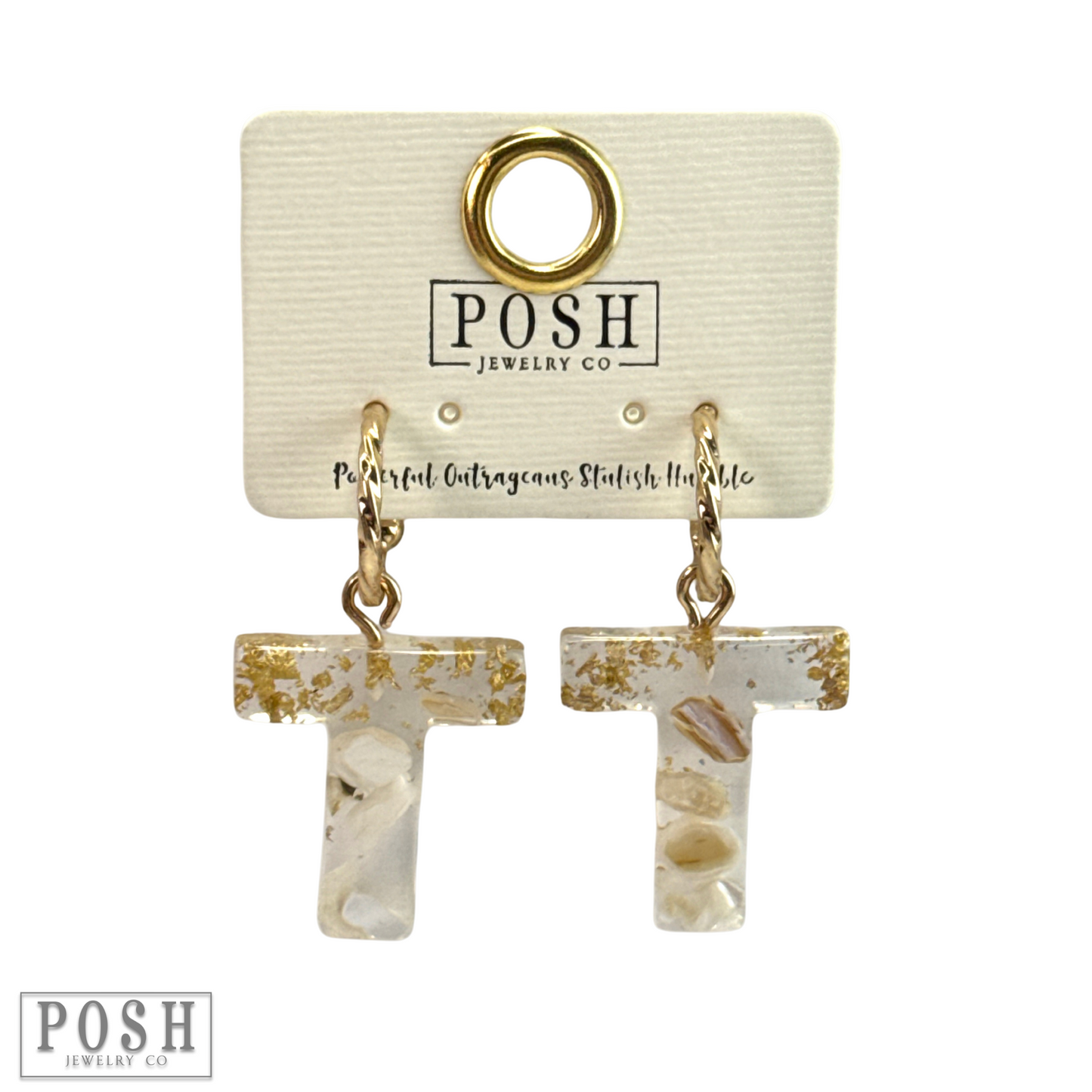 Monogram letter on hoop earring, last call