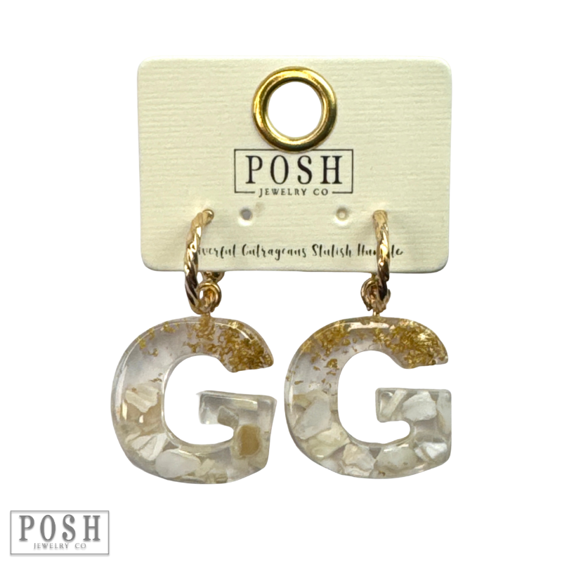 Monogram letter on hoop earring, last call