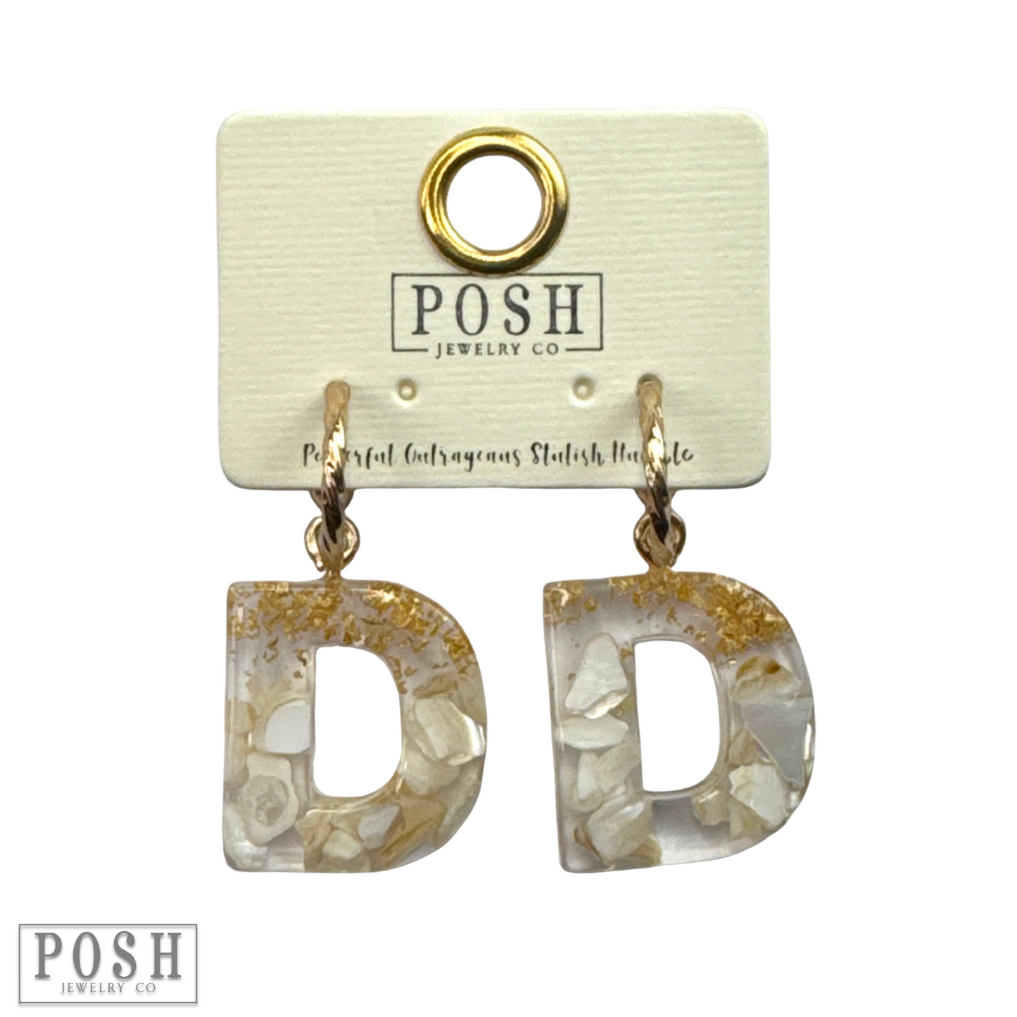 Monogram letter on hoop earring, last call