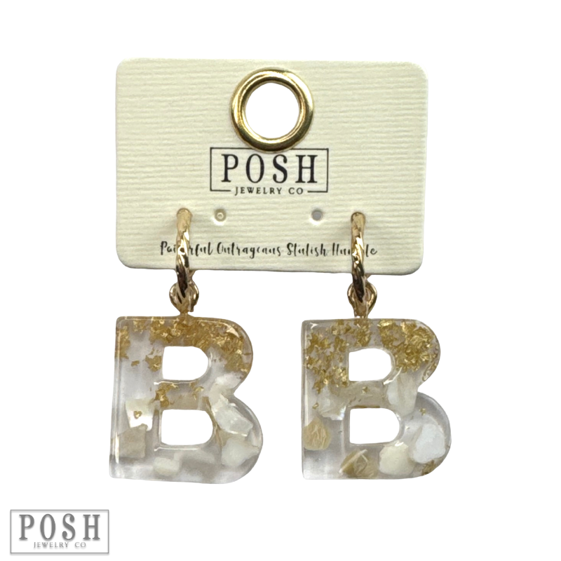 Monogram letter on hoop earring, last call