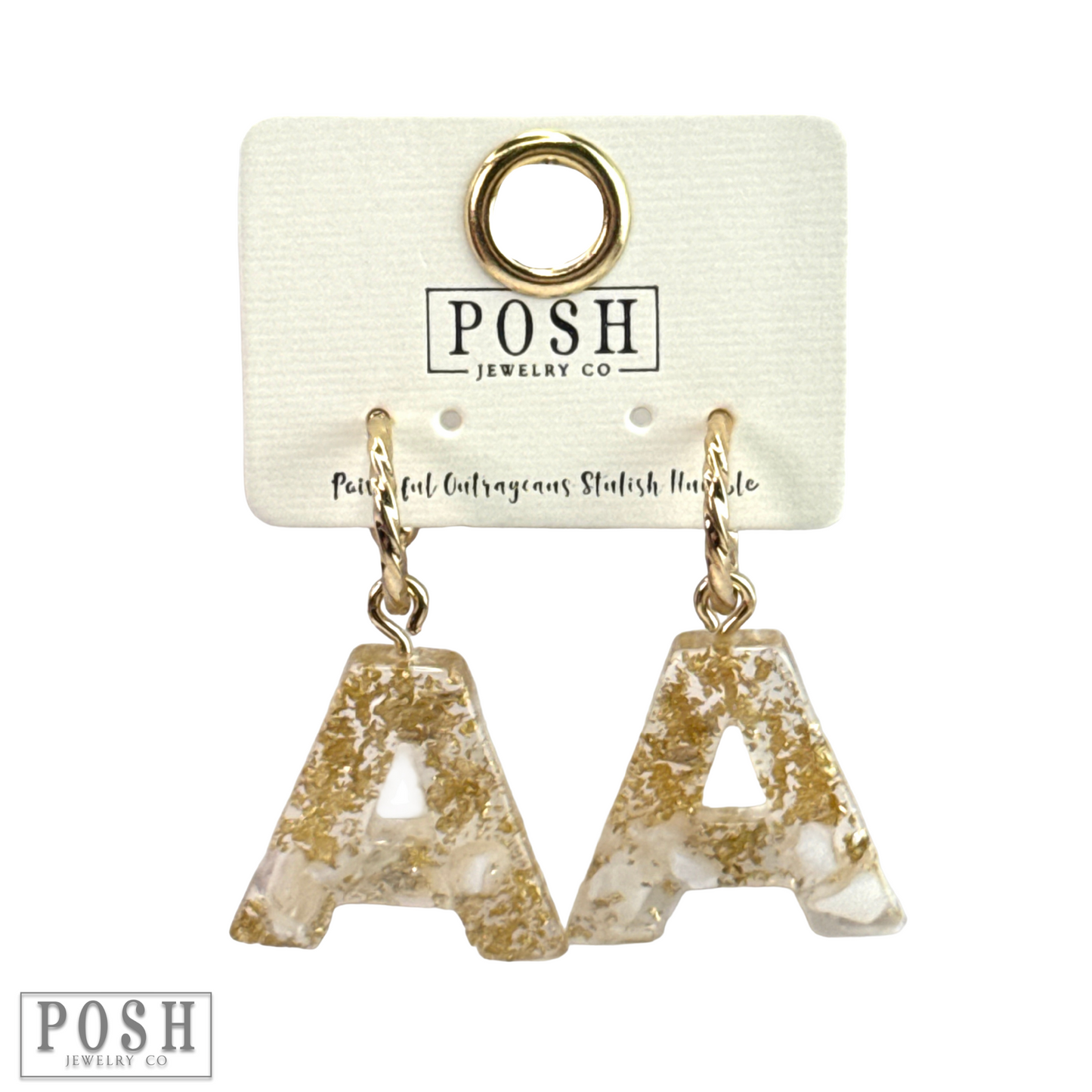 Monogram letter on hoop earring, last call