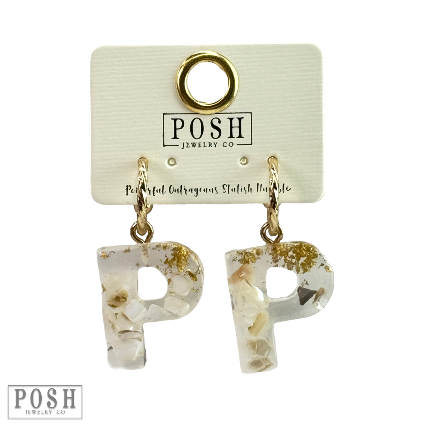 Monogram letter on hoop earring, last call