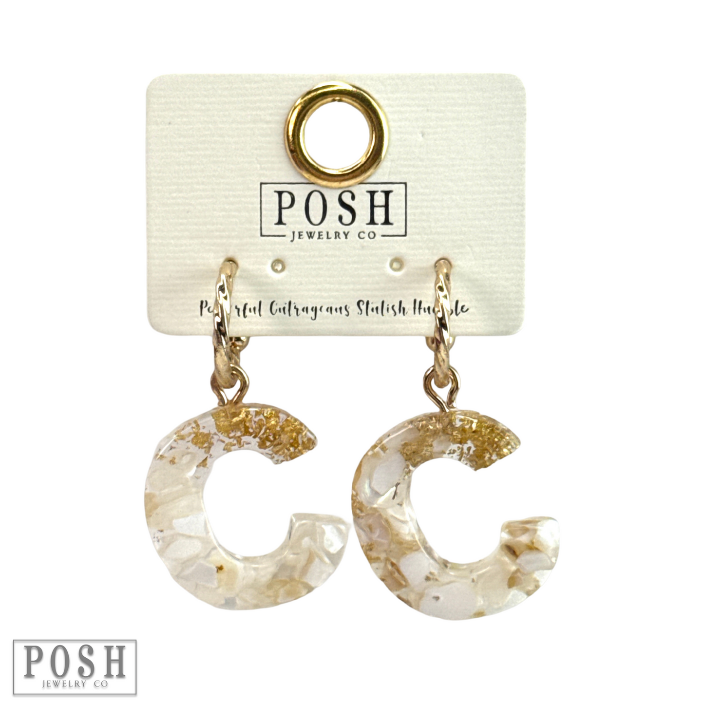 Monogram letter on hoop earring, last call