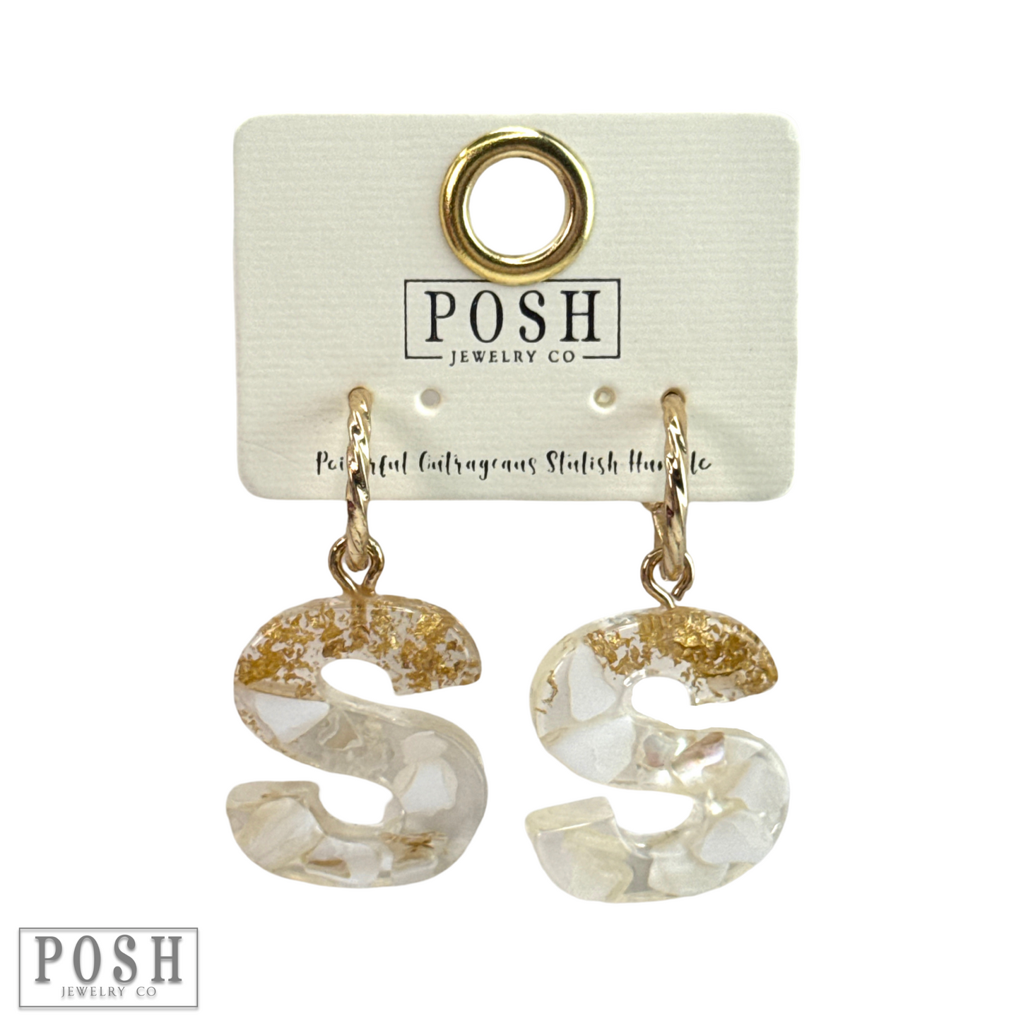 Monogram letter on hoop earring, last call