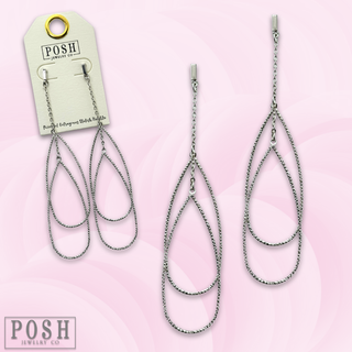 Gold chain and double teardrop post earring, last call