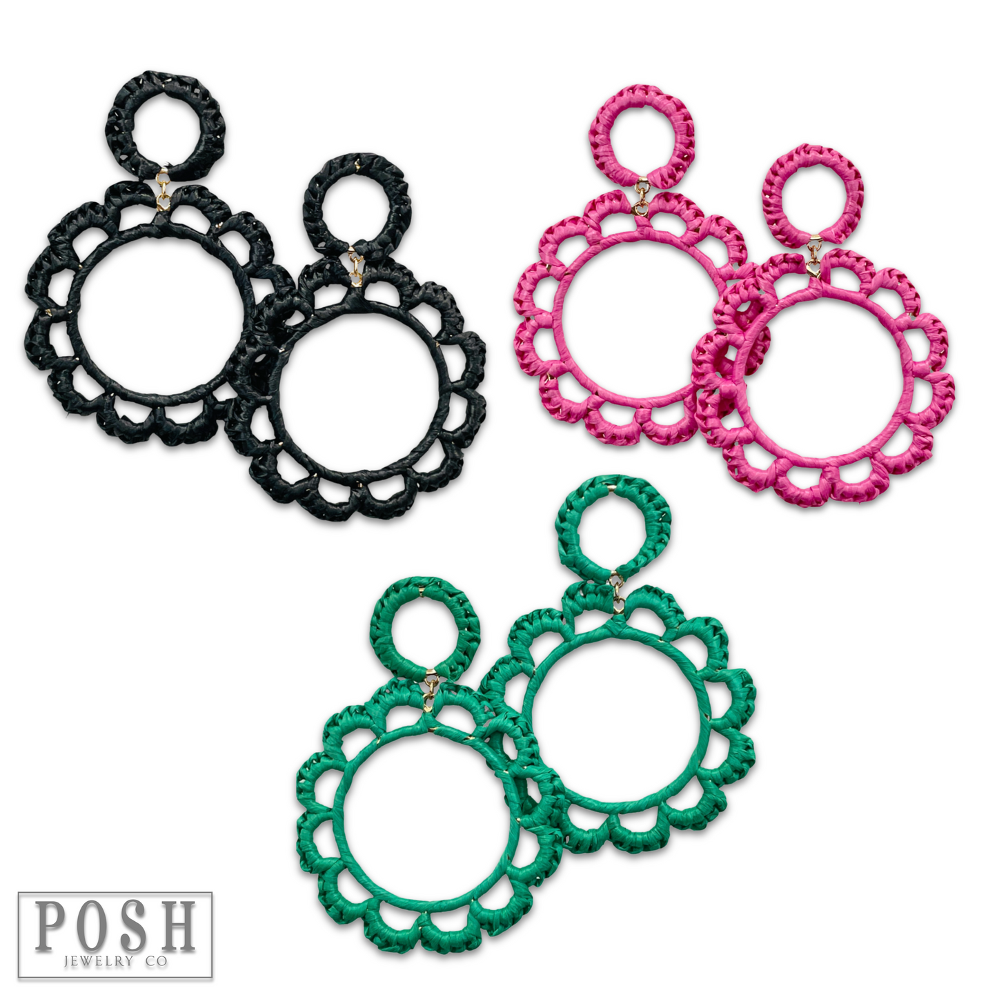 Raffia circle earring, last call