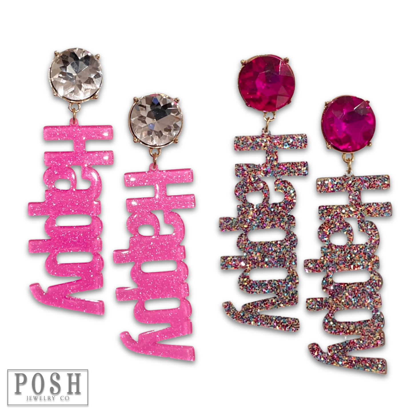 Rhinestone and glitter HAPPY earring, last call