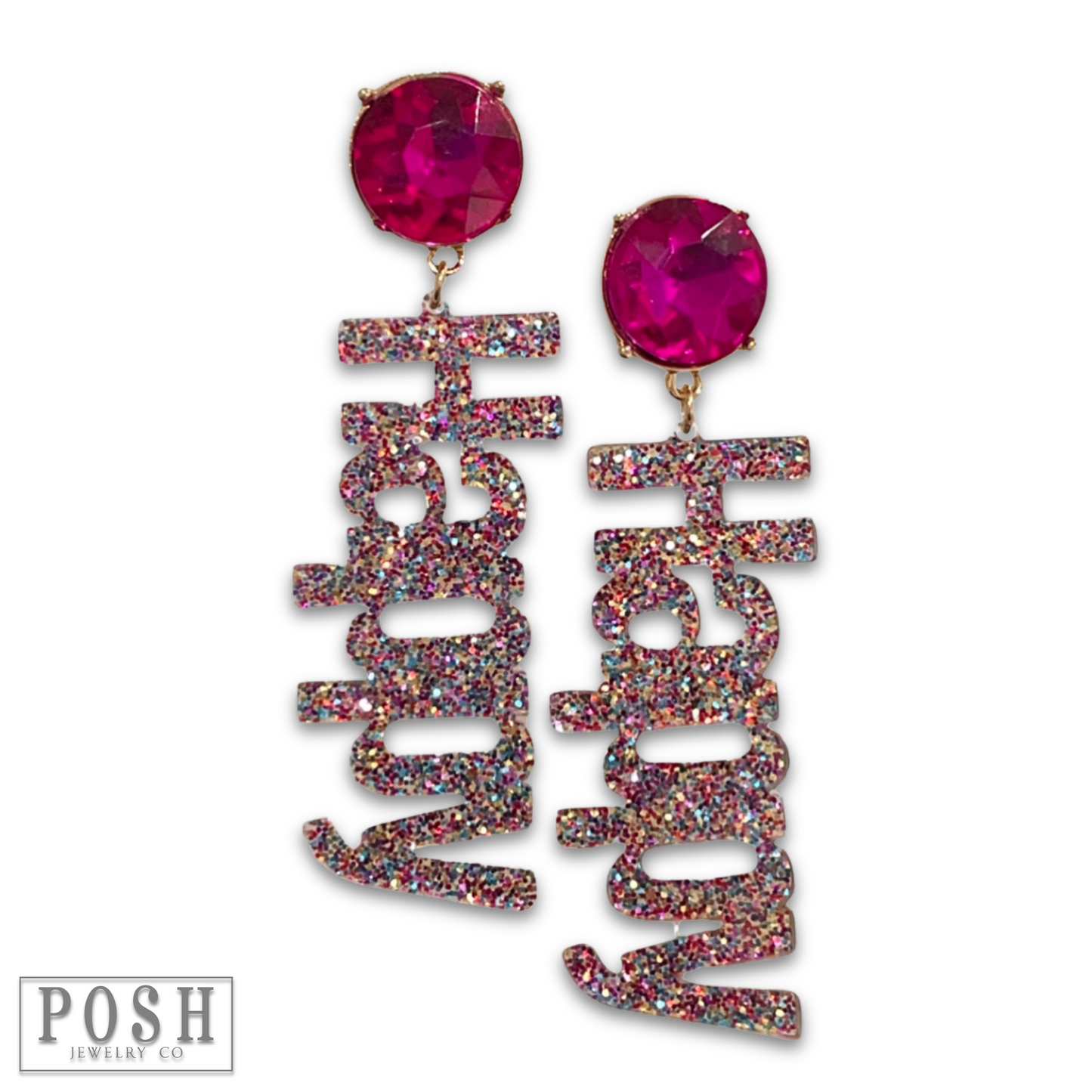 Rhinestone and glitter HAPPY earring, last call