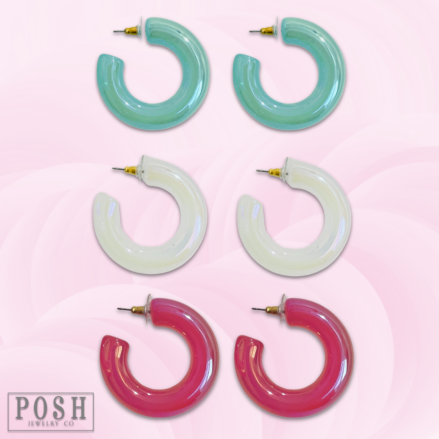 Iridescent acrylic hoop earring