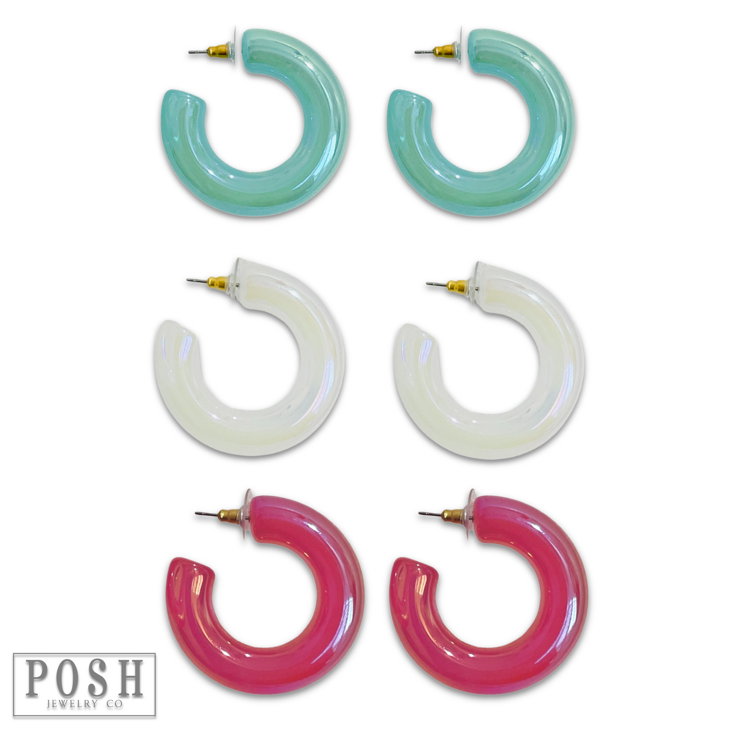 Iridescent acrylic hoop earring