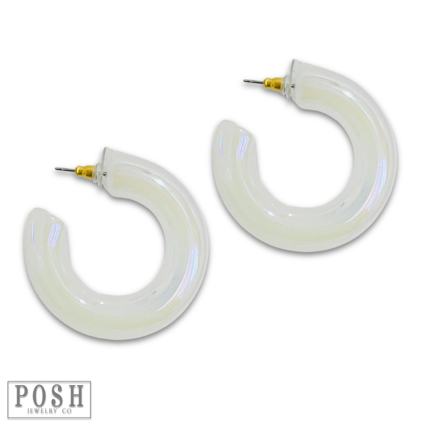 Iridescent acrylic hoop earring