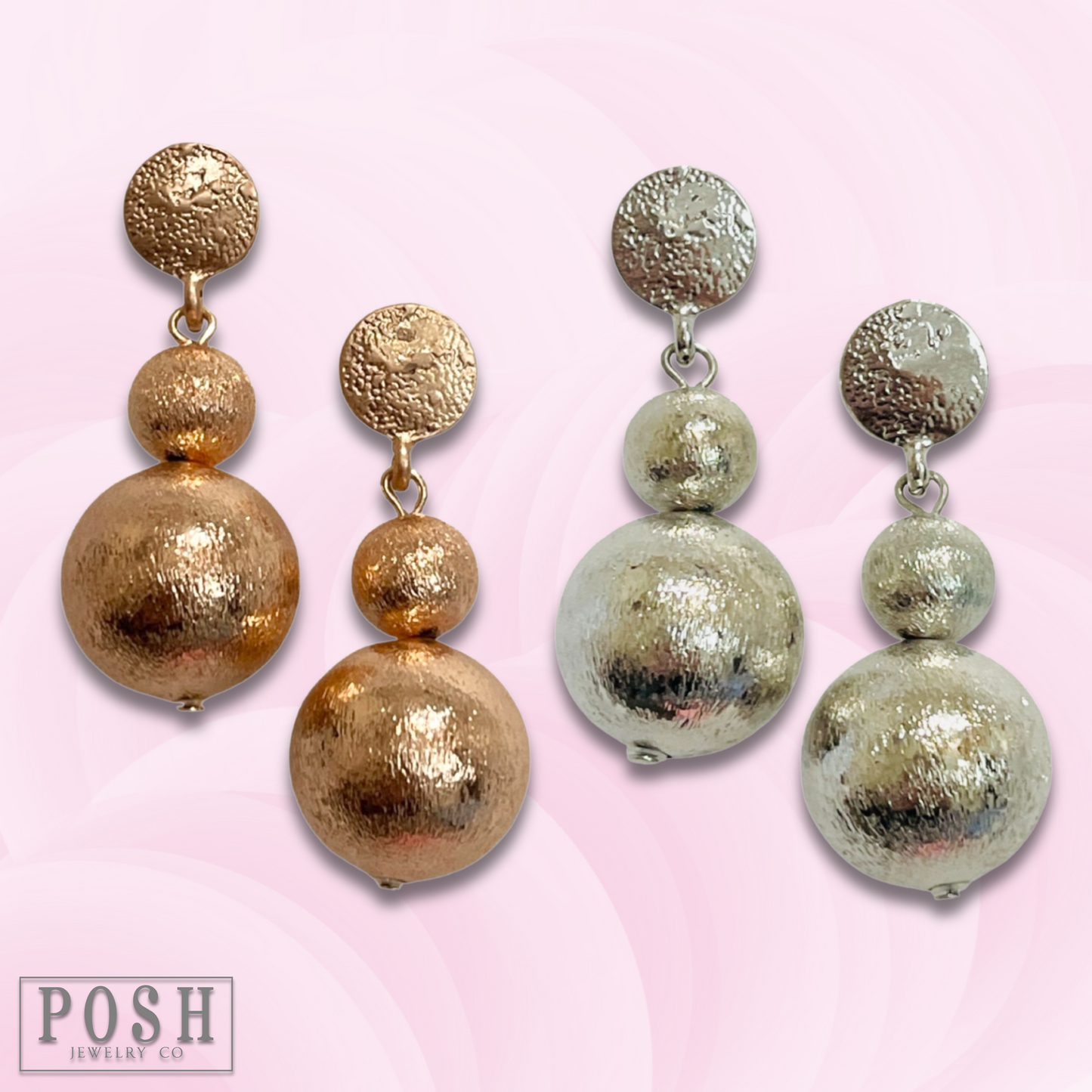 Double textured bead post earring